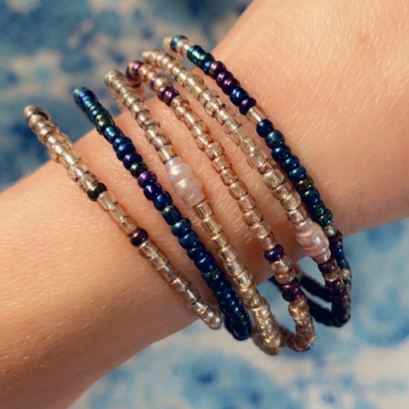 Layered Micro Bead and Pearl Adjustable Bracelet - Picture 10 of 15